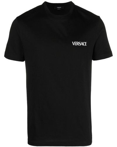 Versace T Shirt Con Stampa Medusa Flame - Nero