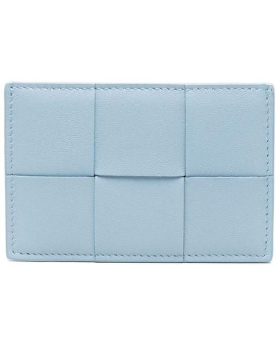 Bottega Veneta Intreccio Leather Wallet - Women's - Calf Leather/lamb Skin - Blue