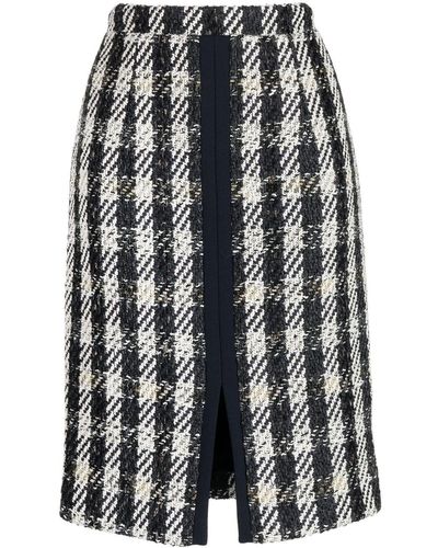 Paule Ka Pencil Tweed Houndstooth-pattern Skirt - Black