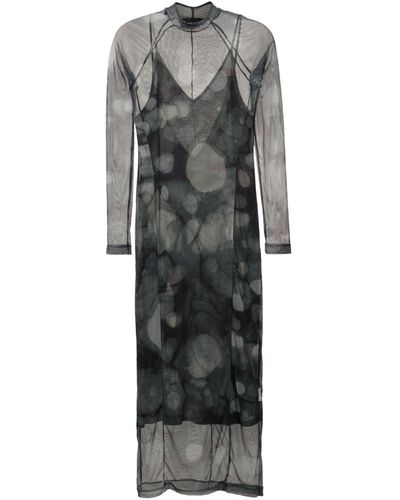 Osklen Tie-dye Sheer-overlay Dress - Grey