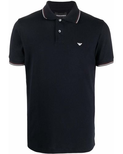 Emporio Armani Logo Cotton Polo Shirt - Black