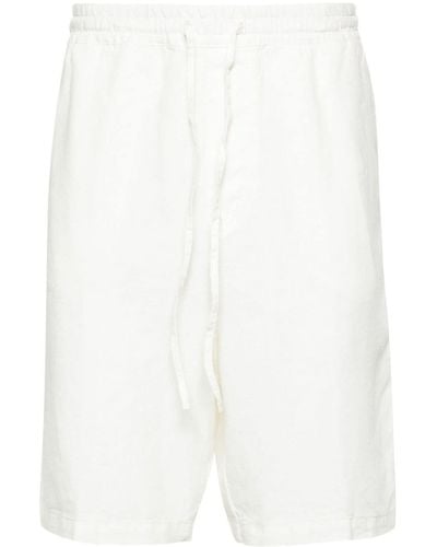 120% Lino Drawstring Linen Deck Shorts - White