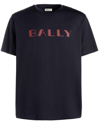Bally T-Shirt aus Bio-Baumwolle mit Logo-Print - Blau