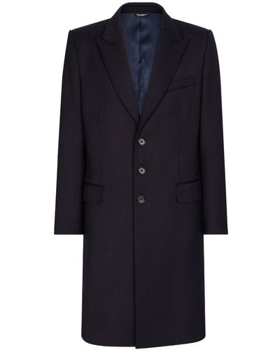 Dolce & Gabbana Einreihiger Mantel Technischer Wollstretch - Blau