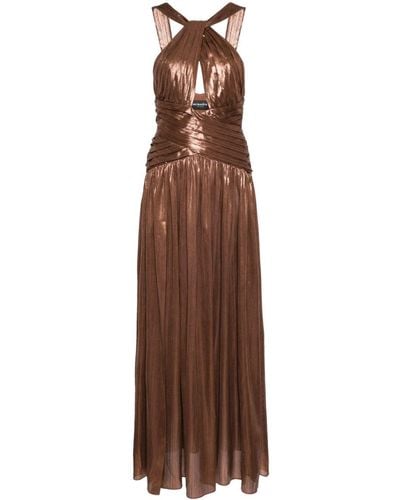 retroféte Salem Draped Metallic Gown - Brown