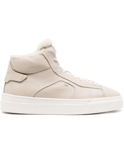 Santoni Sheepskin High-top Trainers - Natural