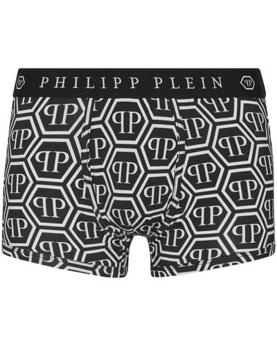 Philipp Plein Shorts mit Monogramm-Print - Schwarz