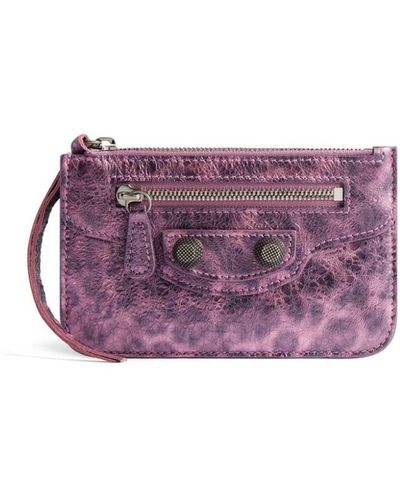 Balenciaga Le Cagole Leopard-print Cardholder - Purple