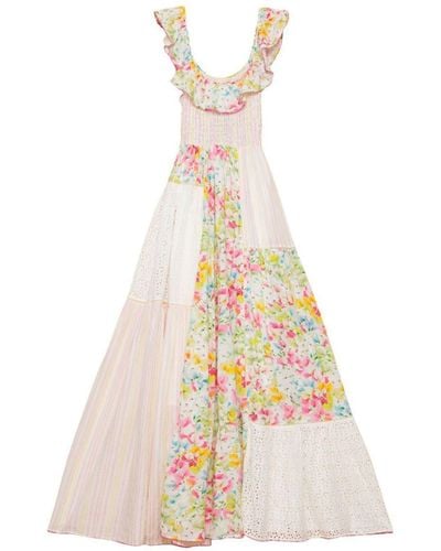byTiMo Floral-print Patchwork Maxi Dress - White