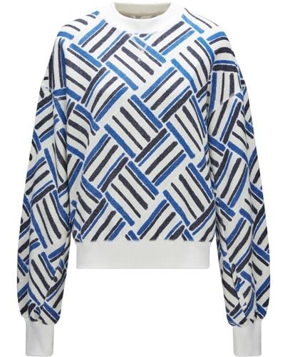 Perfect Moment Eularia Geometric-print Cotton Sweatshirt - Blue
