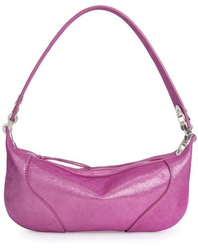 BY FAR Mini Amira Metallic-effect Shoulder Bag - Purple