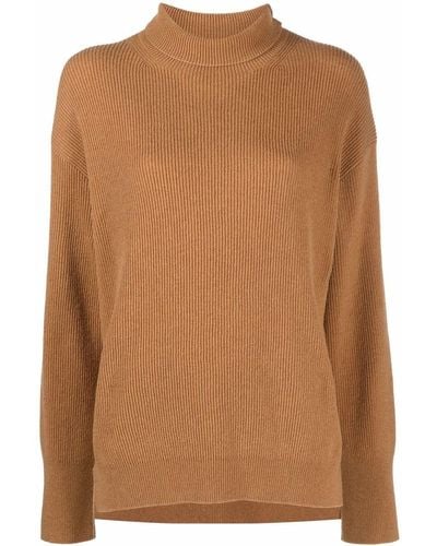 Nanushka Roll-neck Ribbed-knit Sweater - Brown