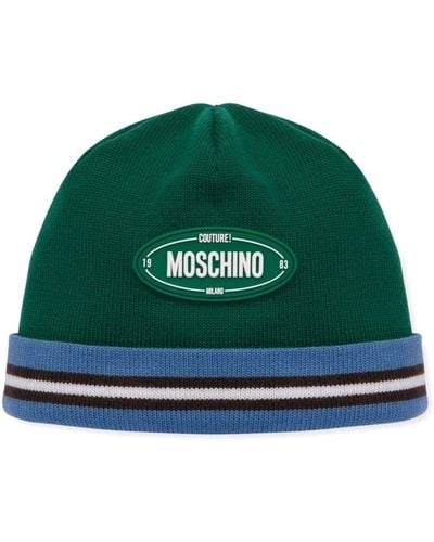Moschino Logo-appliqué Virgin Wool Beanie - Green