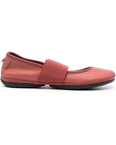 Camper Right Nina Perforated Ballerina Shoes - Red