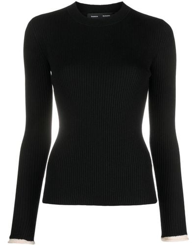 Proenza Schouler Silk Cashmere Long Sleeve Top - Black