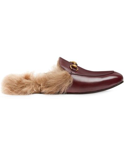 Gucci Princetown Crocodile Slipper With Double G - Brown