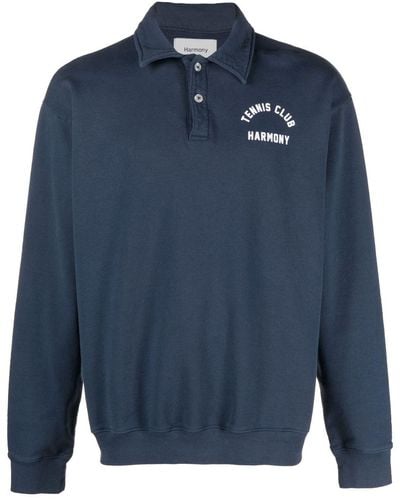 Harmony Logo-print Cotton Polo Shirt - Blue