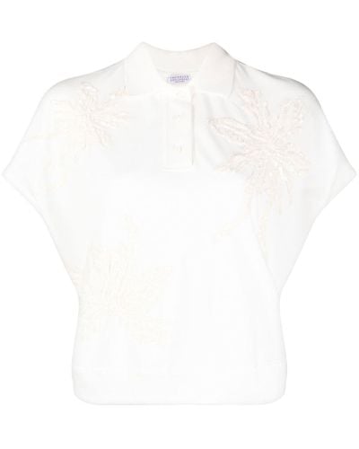 Brunello Cucinelli Embroidered Polo Shirt - White