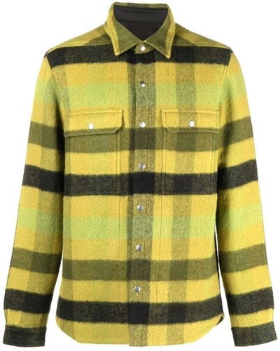 Rick Owens Plaid-check Virgin-wool Shirt Jacket - Yellow