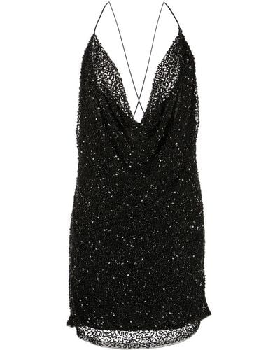 retroféte Mini-jurk Verfraaid Met Pailletten - Zwart
