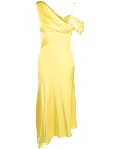 Loewe Asymmetric Draped Midi Dress - Yellow
