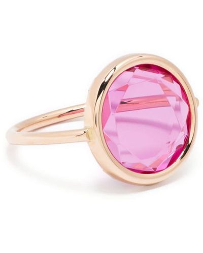 Ginette NY 18kt Rose Gold Mini Disc Ring - Pink
