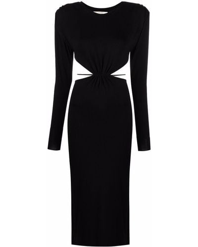 MANURI Longsleeved Cut-out Midi Dress - Black