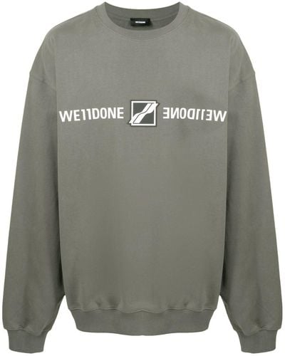 we11done Sweatshirt mit Logo-Print - Grau