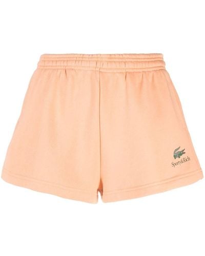 Sporty & Rich X Lacoste Cotton Track Shorts - Natural