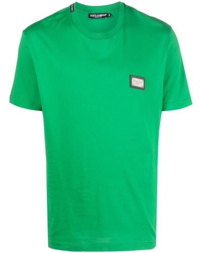 Dolce & Gabbana T-Shirt mit Logo-Schild - Grün