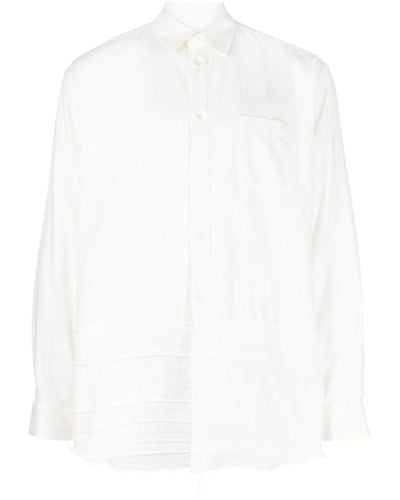 Undercover Embroidered-desgin Frayed Shirt - White