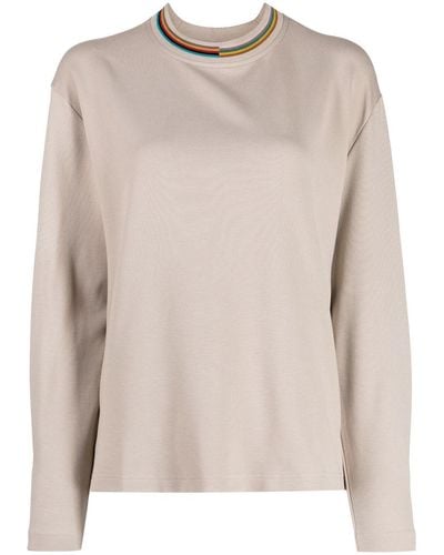 Paul Smith Sweater Met Signature Stripe - Naturel