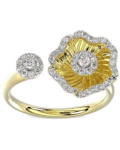 Marchesa 18kt Halo Flower Gelbgoldohrringe mit Diamanten - Mettallic