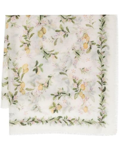 Giambattista Valli Floral-print Cashmere Scarf - Natural
