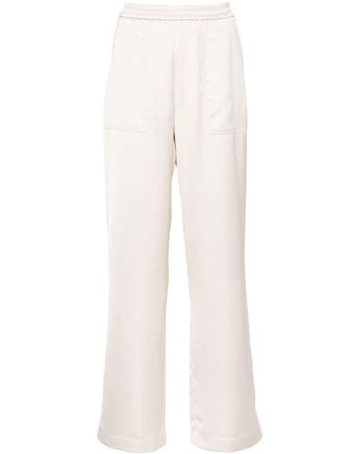Roberto Collina Satin Straight Trousers - White