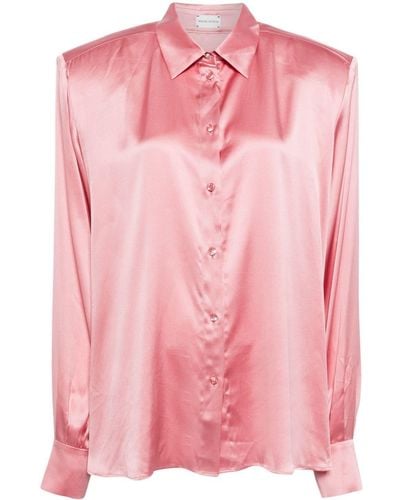 Magda Butrym Long-sleeved Silk-satin Shirt - Pink