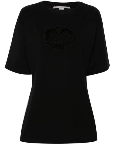 Stella McCartney Katoenen T-shirt Met Uitgesneden Details - Zwart