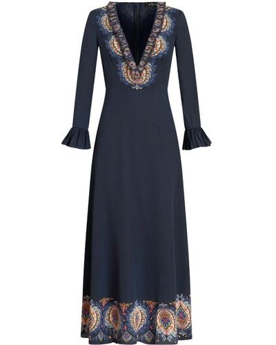 Etro Maxi-jurk Met Paisley-print - Blauw