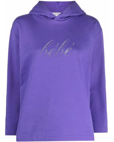 Balenciaga Crystal-embellished Cotton Hoodie - Purple