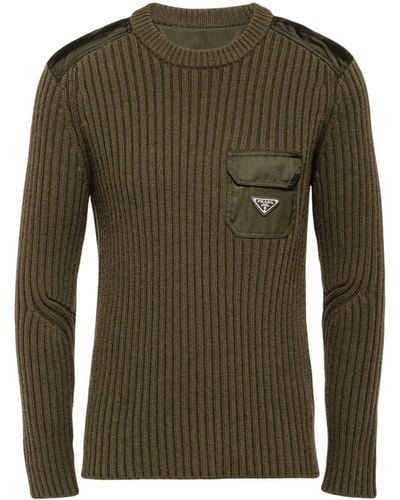 Prada Logo-appliqué Cashmere Sweater - Green
