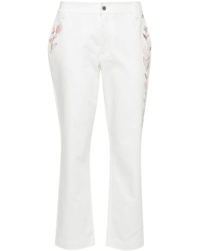 Twin Set Pantaloni con ricamo a fiori - Bianco