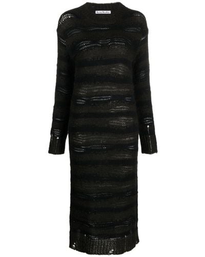 Acne Studios Striped Open-knit Midi Dress - Black