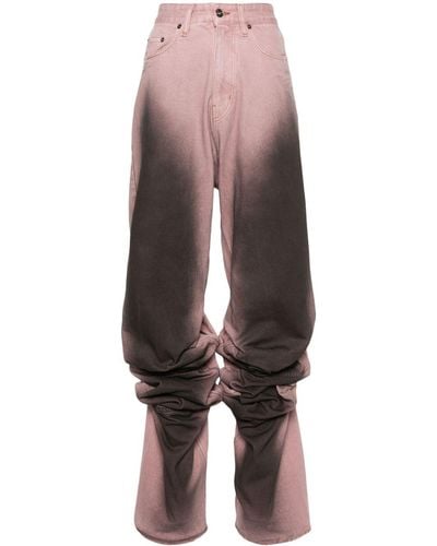 Y. Project Drapierte Jeans mit Ombré-Effekt - Pink