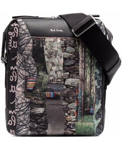 Paul Smith Collage Stripe Messenger Bag - Black