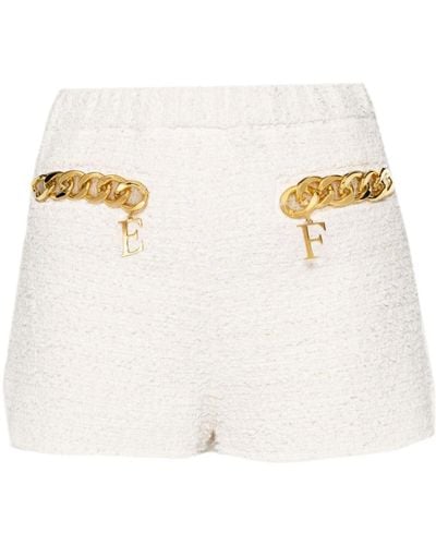 Elisabetta Franchi Short en tweed à coupe courte - Blanc