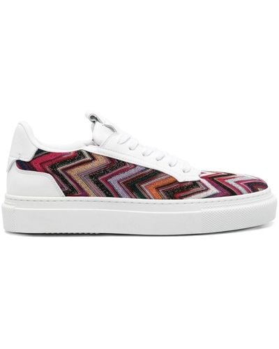 Missoni Zigzag-pattern Lurex-detail Sneakers - White