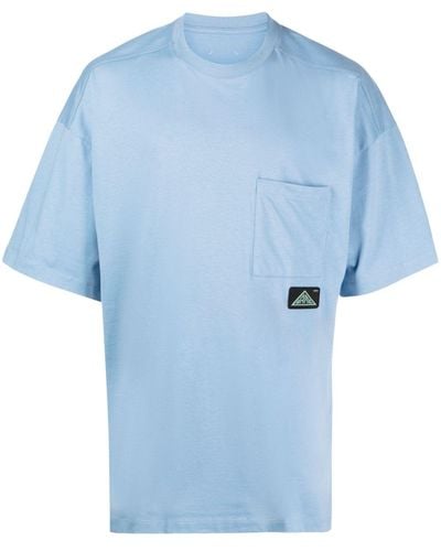 OAMC Logo-patch Organic-cotton T-shirt - Blue
