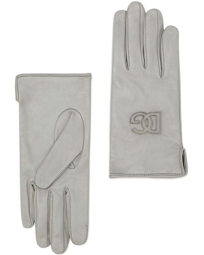 Dolce & Gabbana Logo-embossed Leather Gloves - Grey
