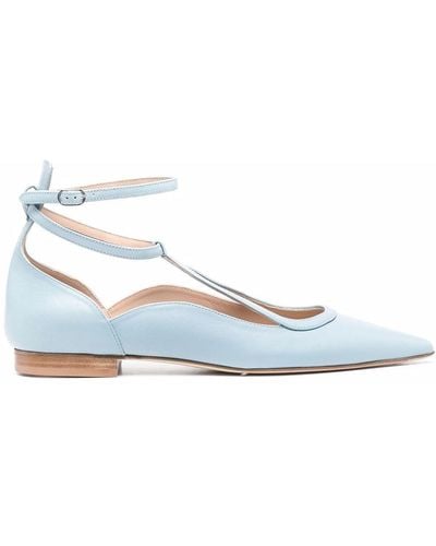 SCAROSSO Gae Pointed Ballerina Shoes - Blue