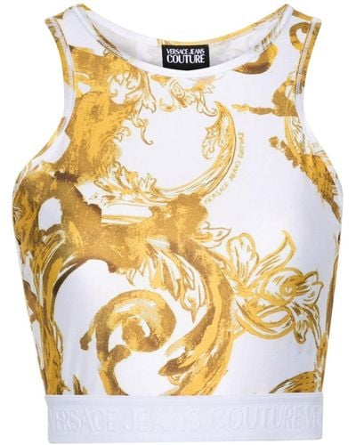 Versace Jeans Couture Watercolour Couture Cropped-Top - Mettallic